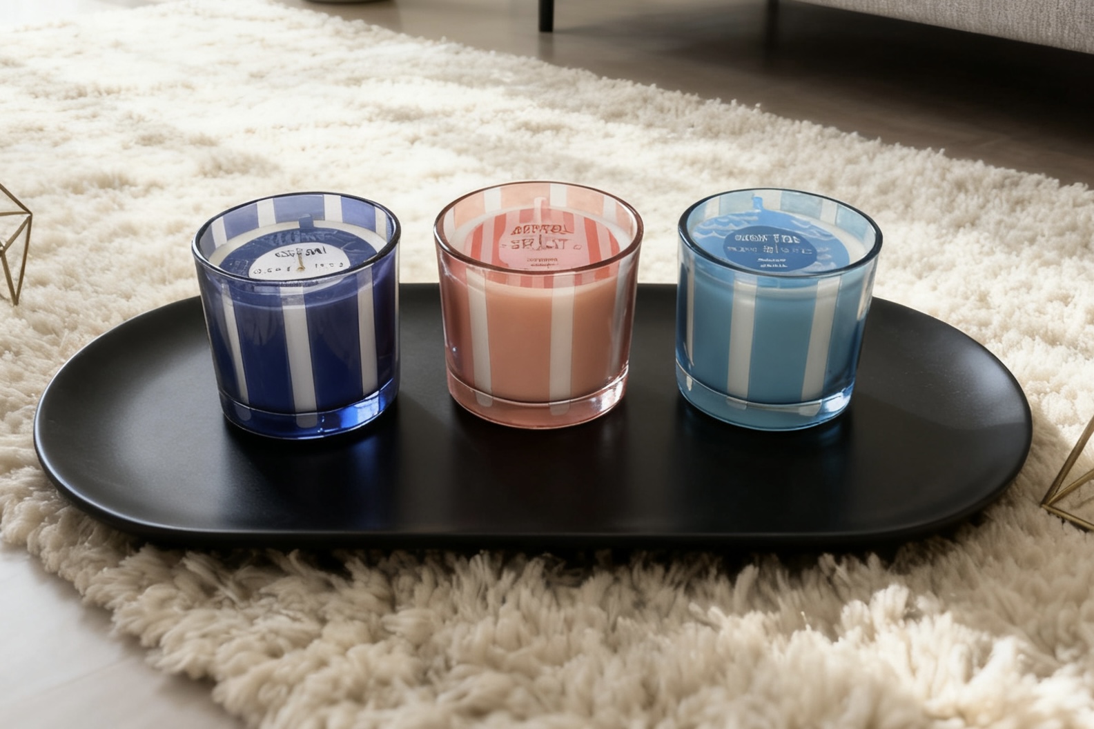 Stripe Cutout Sprayed Glass Candle（100g wax fill）